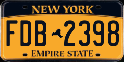 NY license plate FDB2398