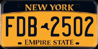 NY license plate FDB2502