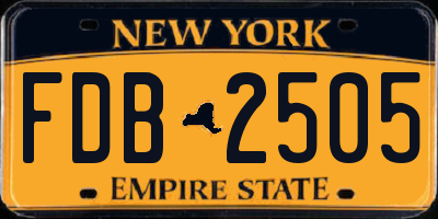 NY license plate FDB2505