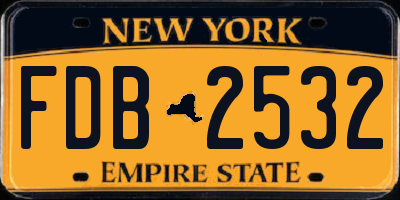 NY license plate FDB2532