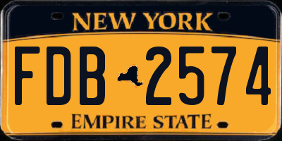 NY license plate FDB2574
