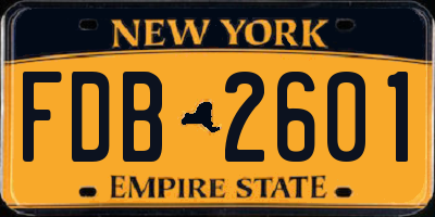 NY license plate FDB2601