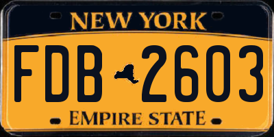 NY license plate FDB2603