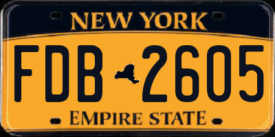 NY license plate FDB2605