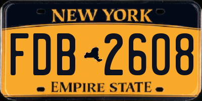 NY license plate FDB2608