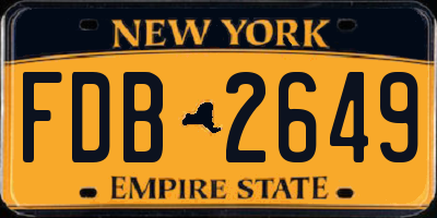 NY license plate FDB2649