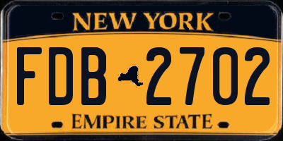 NY license plate FDB2702
