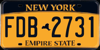 NY license plate FDB2731