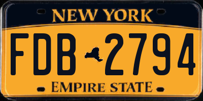 NY license plate FDB2794