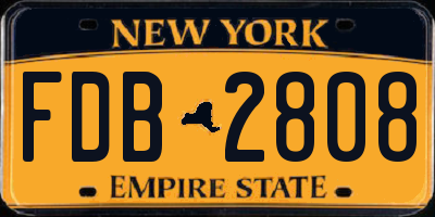 NY license plate FDB2808