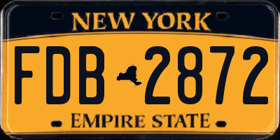 NY license plate FDB2872