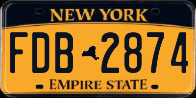 NY license plate FDB2874
