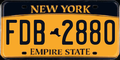 NY license plate FDB2880