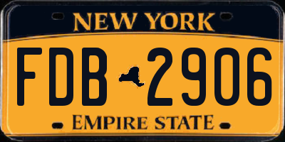NY license plate FDB2906