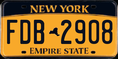 NY license plate FDB2908