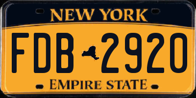 NY license plate FDB2920