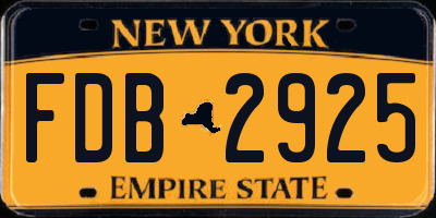 NY license plate FDB2925