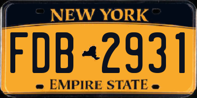 NY license plate FDB2931