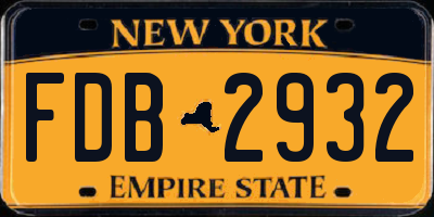 NY license plate FDB2932