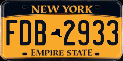 NY license plate FDB2933