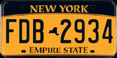 NY license plate FDB2934