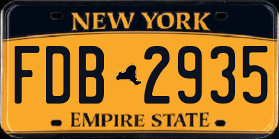 NY license plate FDB2935
