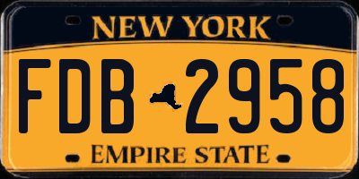 NY license plate FDB2958