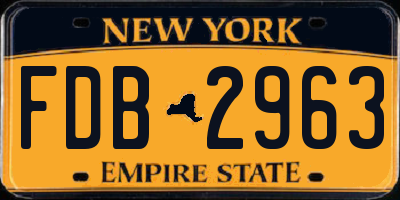 NY license plate FDB2963