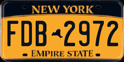 NY license plate FDB2972