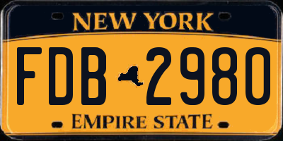 NY license plate FDB2980
