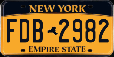 NY license plate FDB2982