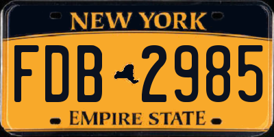 NY license plate FDB2985