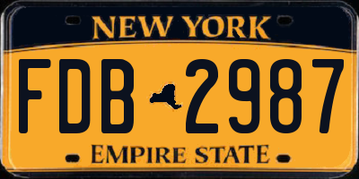 NY license plate FDB2987