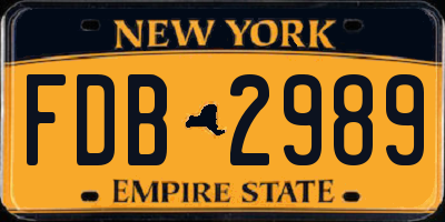 NY license plate FDB2989