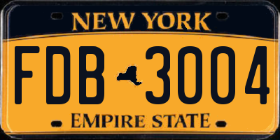 NY license plate FDB3004