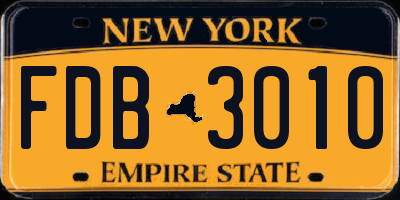 NY license plate FDB3010