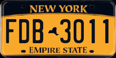 NY license plate FDB3011