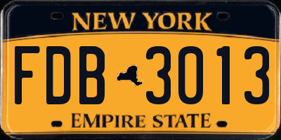 NY license plate FDB3013
