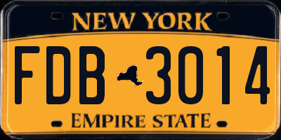 NY license plate FDB3014