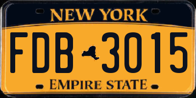 NY license plate FDB3015