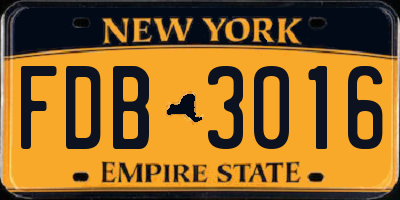 NY license plate FDB3016