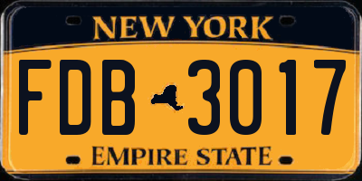 NY license plate FDB3017