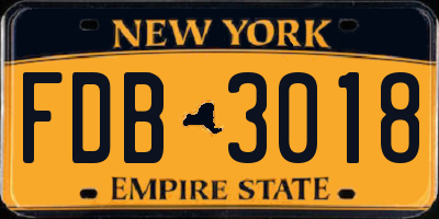 NY license plate FDB3018