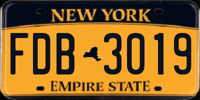 NY license plate FDB3019