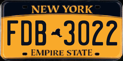 NY license plate FDB3022
