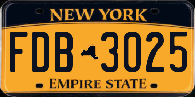 NY license plate FDB3025