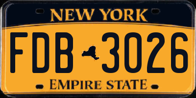 NY license plate FDB3026