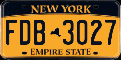 NY license plate FDB3027