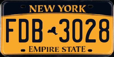 NY license plate FDB3028