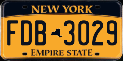 NY license plate FDB3029